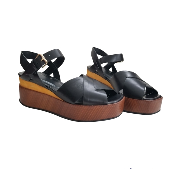 Paul Smith Black Platform Sandals Cross Over Slingback Open Toe Sandals 6.5 - Picture 7 of 15
